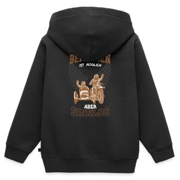 Motorrad Beiwagen Leben sinnlos - Geschenk - Kinder Premium Organic Zip Hoodie - Schwarz - Hinten - AI Model Kid Male (0cm)