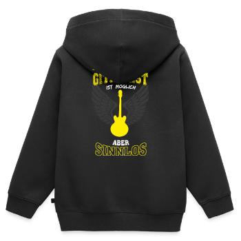 Gitarrist Gitarre Leben sinnlos - Kinder Premium Organic Zip Hoodie - Schwarz - Hinten - AI Model Kid Male (0cm)