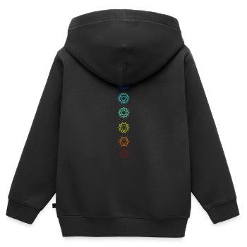 Sept chakras - Sweat Premium à capuche zippé enfant bio - noir - Dos - AI Model Kid Male (0cm)