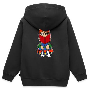 Erster Schultag - Liebe Bücher Liebe Lesen - Kinder Premium Organic Zip Hoodie - Schwarz - Hinten - AI Model Kid Male (0cm)