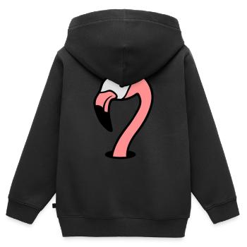 visage tête trou étage flamingo clip-art voiture comique - Sweat Premium à capuche zippé enfant bio - noir - Dos - AI Model Kid Male (0cm)