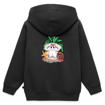 Einhorn Thron Muschel Geschenk Weihnachten - Kinder Premium Organic Zip Hoodie - Schwarz - Hinten - AI Model Kid Male (0cm)