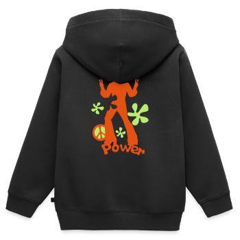 70 Jahre years11 siebziger Disco Frieden - Kinder Premium Organic Zip Hoodie - Schwarz - Hinten - AI Model Kid Male (0cm)