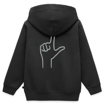 Loser Handzeichen - Kinder Premium Organic Zip Hoodie - Schwarz - Hinten - AI Model Kid Male (0cm)
