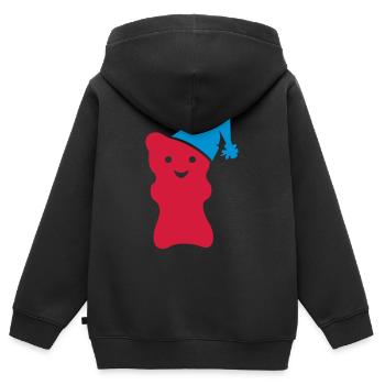 Schlafmützen-Gummibär / night cap gummi bear (2c) - Kinder Premium Organic Zip Hoodie - Schwarz - Hinten - AI Model Kid Male (0cm)