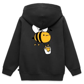 Honig Eimer Biene - Kinder Premium Organic Zip Hoodie - Schwarz - Hinten - AI Model Kid Male (0cm)
