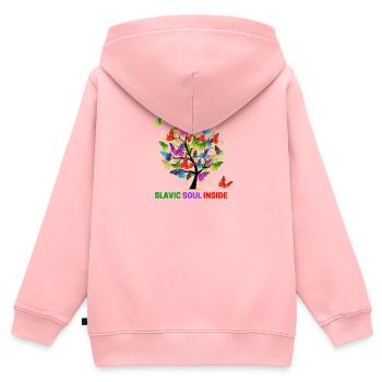 Arbre de vie et papillons. Symbole de bonheur. - Sweat Premium à capuche zippé enfant bio - rose - Dos - AI Model Kid Female (0cm)