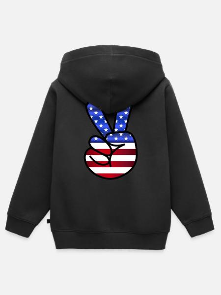 USA-Sammlung - Kinder Premium Organic Zip Hoodie - Schwarz