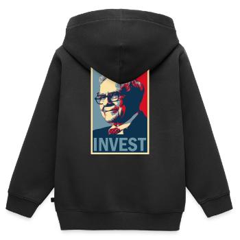 warren buffett invest II buy and hold börse - Kinder Premium Organic Zip Hoodie - Schwarz - Hinten - AI Model Kid Male (0cm)