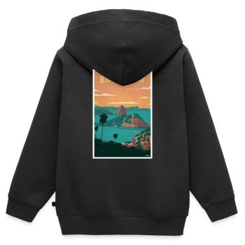 RIO DE JANEIRO, Affiche Vintage - Sweat Premium à capuche zippé enfant bio - noir - Dos - AI Model Kid Male (0cm)