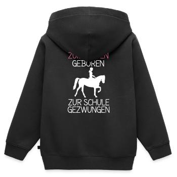 Zum Reiten Geboren zur Schule Gezwungen Mädchen - Kinder Premium Organic Zip Hoodie - Schwarz - Hinten - AI Model Kid Male (0cm)