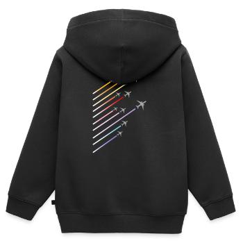 Fly Fly Fly Airport Flughafen Pilot - Kids Premium Organic Zip-up Hoodie - black - Back - AI Model Kid Male (0cm)