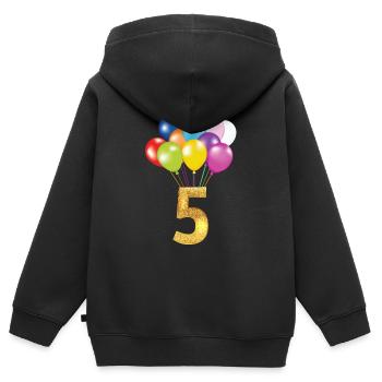 5 children birthday happy birthday - Kids Premium Organic Zip-up Hoodie - black - Back - AI Model Kid Male (0cm)