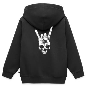 Rock'n'Roll - Kinder Premium Organic Zip Hoodie - Schwarz - Hinten - AI Model Kid Male (0cm)