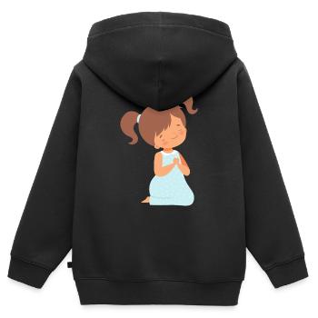 Glaube T-Shirt, beten Sie darauf, beten Sie darüber - Kinder Premium Organic Zip Hoodie - Schwarz - Hinten - AI Model Kid Male (0cm)
