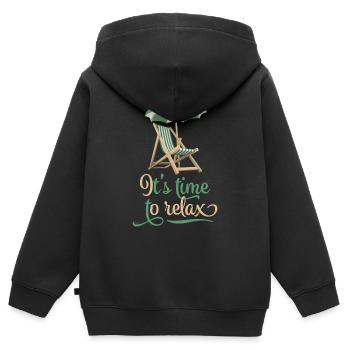 relax - Sweat Premium à capuche zippé enfant bio - noir - Dos - AI Model Kid Male (0cm)