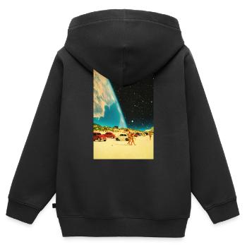 Plage galaxy - Sweat Premium à capuche zippé enfant bio - noir - Dos - AI Model Kid Male (0cm)