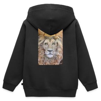 König. Löwe mit goldener Krone. - Kinder Premium Organic Zip Hoodie - Schwarz - Hinten - AI Model Kid Male (0cm)