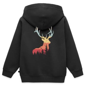 Hirsch - Kinder Premium Organic Zip Hoodie - Schwarz - Hinten - AI Model Kid Male (0cm)