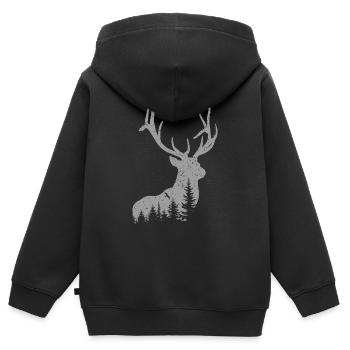 Hirsch - Kinder Premium Organic Zip Hoodie - Schwarz - Hinten - AI Model Kid Male (0cm)