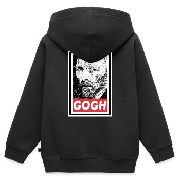 OBÉIR À VAN GOGH - Sweat Premium à capuche zippé enfant bio - noir - Dos - AI Model Kid Male (0cm)