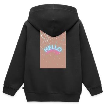 grüßen alle mit guten Laune - Kinder Premium Organic Zip Hoodie - Schwarz - Hinten - AI Model Kid Male (0cm)
