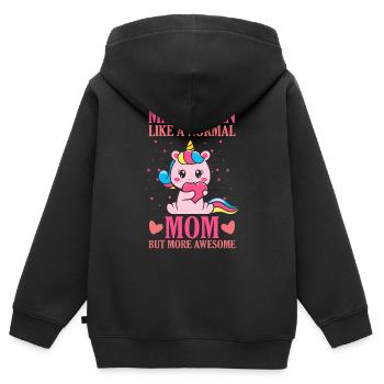 Mamacorn Like a Normal Mom but more Awesome - Kinder Premium Organic Zip Hoodie - Schwarz - Hinten - AI Model Kid Male (0cm)