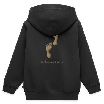 Kreta Sand - Kinder Premium Organic Zip Hoodie - Schwarz - Hinten - AI Model Kid Male (0cm)