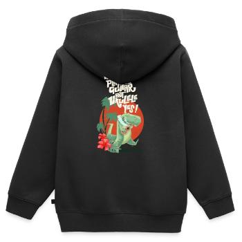 Ukulélé trex - Sweat Premium à capuche zippé enfant bio - noir - Dos - AI Model Kid Male (0cm)