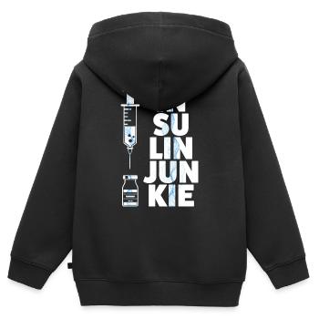 Insulin Junkie - Kinder Premium Organic Zip Hoodie - Schwarz - Hinten - AI Model Kid Male (0cm)