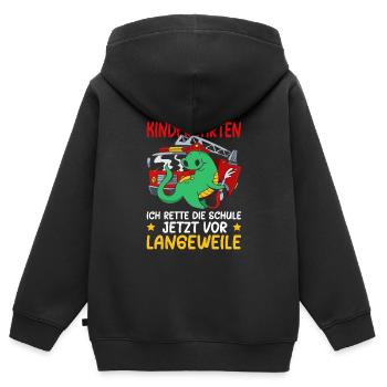 Einschulung T-Shirt Feuerwehr für Jungen Dino - Kinder Premium Organic Zip Hoodie - Schwarz - Hinten - AI Model Kid Male (0cm)