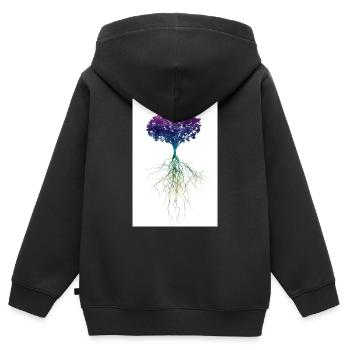 Baum des Lebens 15 mehrfarbige Wurzeln - Kinder Premium Organic Zip Hoodie - Schwarz - Hinten - AI Model Kid Male (0cm)