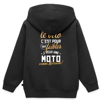 Vélo pour les faibles une moto comme marraine - Sweat Premium à capuche zippé enfant bio - noir - Dos - AI Model Kid Male (0cm)