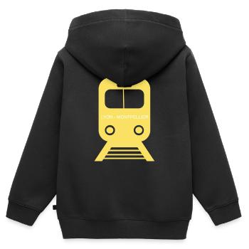 Lyon - Montpellier Zugreise - Kinder Premium Organic Zip Hoodie - Schwarz - Hinten - AI Model Kid Male (0cm)
