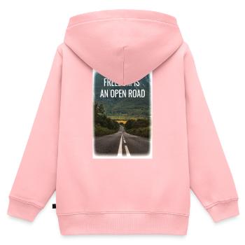 Liberté - Sweat Premium à capuche zippé enfant bio - rose - Dos - AI Model Kid Female (0cm)