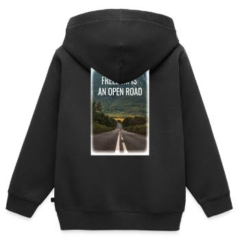Freedom - Kinder Premium Organic Zip Hoodie - Schwarz - Hinten - AI Model Kid Male (0cm)