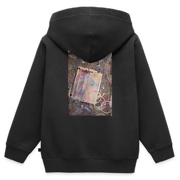 Lettre - Sweat Premium à capuche zippé enfant bio - noir - Dos - AI Model Kid Male (0cm)
