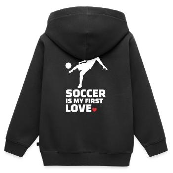 Ich Liebe Fußball Stilvolles - Kinder Premium Organic Zip Hoodie - Schwarz - Hinten - AI Model Kid Male (0cm)