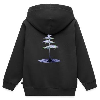 sapin en goutte - Sweat Premium à capuche zippé enfant bio - noir - Dos - AI Model Kid Male (0cm)