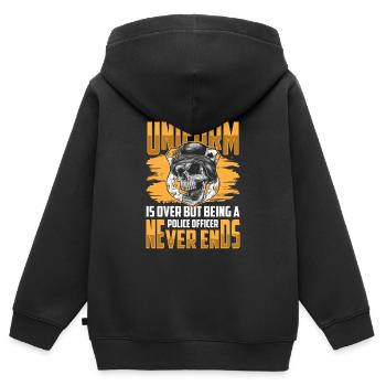 Cop Gesetz Polizistin Sicherheit - Kinder Premium Organic Zip Hoodie - Schwarz - Hinten - AI Model Kid Male (0cm)