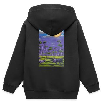 Wolf am Horizont - Kinder Premium Organic Zip Hoodie - Schwarz - Hinten - AI Model Kid Male (0cm)