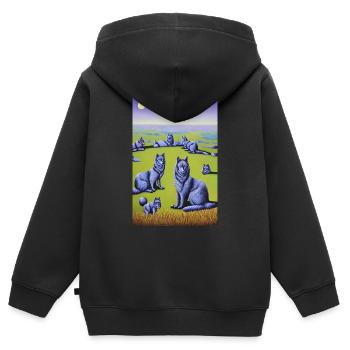 Wölfe im Rudel - Kinder Premium Organic Zip Hoodie - Schwarz - Hinten - AI Model Kid Male (0cm)