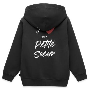 Ich liebe meine kleine Schwester - Kinder Premium Organic Zip Hoodie - Schwarz - Hinten - AI Model Kid Male (0cm)