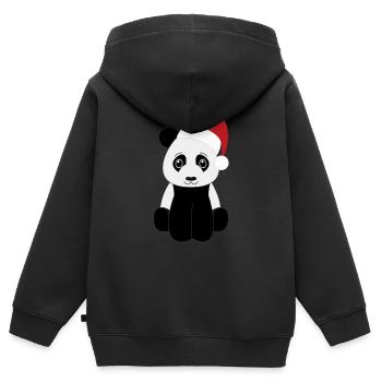 Panda Noël - Kinder Premium Organic Zip Hoodie - Schwarz - Hinten - AI Model Kid Male (0cm)