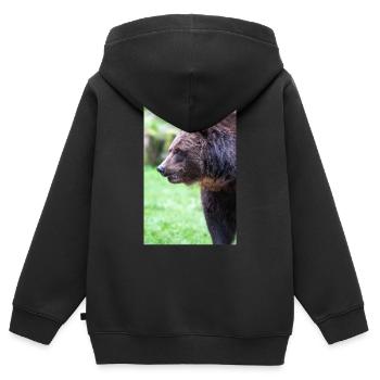 Braunbär Ursus arctos - Kinder Premium Organic Zip Hoodie - Schwarz - Hinten - AI Model Kid Male (0cm)