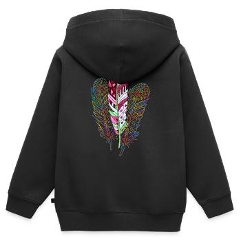 Feder - Kinder Premium Organic Zip Hoodie - Schwarz - Hinten - AI Model Kid Male (0cm)