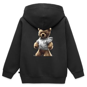 Bear - Kinder Premium Organic Zip Hoodie - Schwarz - Hinten - AI Model Kid Male (0cm)