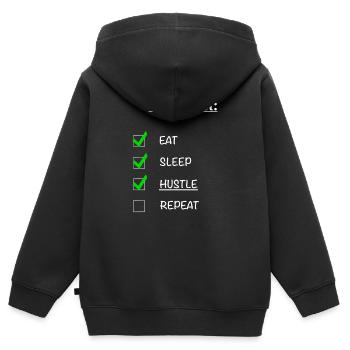 Check-List: hustle Design - Kinder Premium Organic Zip Hoodie - Schwarz - Hinten - AI Model Kid Male (0cm)