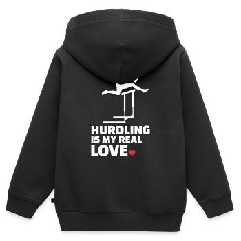 J’aime les obstacles - Sweat Premium à capuche zippé enfant bio - noir - Dos - AI Model Kid Male (0cm)