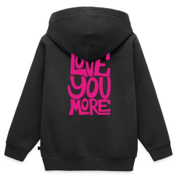 LIEBE DICH MEHR - Kinder Premium Organic Zip Hoodie - Schwarz - Hinten - AI Model Kid Male (0cm)